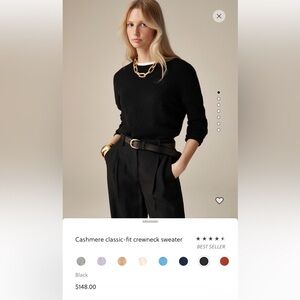 J. Crew Classic Fit Black Cashmere Women's Sweater